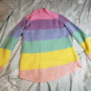 CherryBaby Pastel Rainbow Striped Knit Pullover Sweater